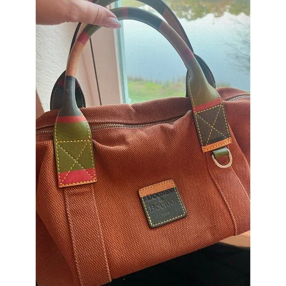Vintage Dooney & Burke Canvas Satchel Hand Bag - Picture 3 of 13
